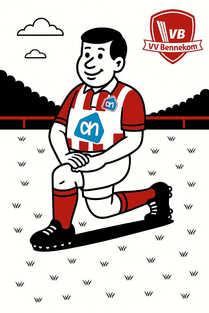 Jeugdvoetballer rekt de bovenbeenspieren met een lunge-rekoefening